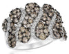 LARGE 2.5CT WHITE & CHOCOLATE FANCY DIAMOND 18K WHITE GOLD CLUSTER INFINITY RING