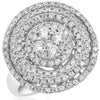 1.45CT DIAMOND 14KT WHITE GOLD 3D MULTI ROW CLUSTER FLOWER TRIPLE HALO FUN RING