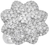 ESTATE LARGE 1.95CT DIAMOND 14KT WHITE GOLD 3D FLOWER STAR COCKTAIL RING