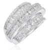 ESTATE WIDE 2.76CT DIAMOND 18KT WHITE GOLD 3D MULTI ROW ROUND ANNIVERSARY RING