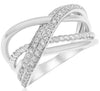 ESTATE WIDE .40CT DIAMOND 14KT WHITE GOLD 3D MULTI ROW CRISS CROSS FUN RING