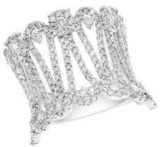 ESTATE WIDE 1.99CT DIAMOND 18KT WHITE GOLD 3D OPEN FILIGREE ANNIVERSARY RING