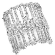 WIDE 2.16CT DIAMOND 18KT WHITE GOLD 3D MULTI ROW PAVE FILIGREE ANNIVERSARY RING