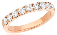 .75CT DIAMOND 14K ROSE GOLD ROUND CLASSIC NINE STONE FOUR PRONG ANNIVERSARY RING