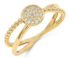 ESTATE .08CT DIAMOND 18KT YELLOW GOLD CLASSIC PAVE CIRCULAR CRISS CROSS FUN RING