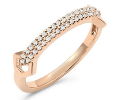 ESTATE .14CT DIAMOND 18KT ROSE GOLD 3D CLASSIC DOUBLE ROW FUN RING
