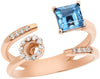 ESTATE WIDE .85CT DIAMOND & AAA LONDON BLUE TOPAZ 18KT ROSE GOLD 3D TENSION RING