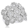 ESTATE LARGE 3.03CT DIAMOND 18KT WHITE GOLD 3D MULTI FLOWER FUN RING