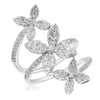 ESTATE LARGE 1.26CT DIAMOND 14KT WHITE GOLD 3D TRIPLE FLOWER BUTTERFLY FUN RING