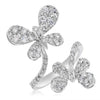 LARGE 2.03CT DIAMOND 14KT WHITE GOLD 3D DOUBLE BUTTERFLY CRISS CROSS LOVE RING