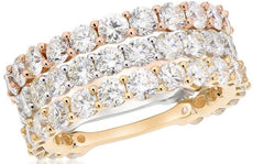 WIDE 5.24CT DIAMOND 18KT TRI COLOR GOLD CLASSIC ETERNITY SIZEABLE STACKABLE RING