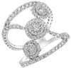 ESTATE LARGE 1.38CT DIAMOND 14KT WHITE GOLD CLUSTER ROUND DIAGONAL FLOWER RING