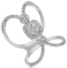 ESTATE LARGE .88CT DIAMOND 14KT WHITE GOLD CLUSTER SQUARE ROUND LOVE KNOT RING