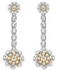 ESTATE 1.17CT DIAMOND 18KT 2 TONE GOLD CLUSTER FLOWER CLASSIC HANGING EARRINGS