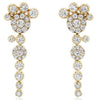 ESTATE 1.22CT DIAMOND 18KT YELLOW GOLD 3D CLUSTER FLOWER HANGING EARRINGS