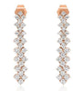 WIDE 1.37CT DIAMOND 18KT ROSE GOLD 3D 3 ROW ROUND FLEXIBLE FUN HANGING EARRINGS