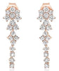 ESTATE .81CT DIAMOND 18KT ROSE GOLD 3D CLUSTER FLOWER HANGING EARRINGS