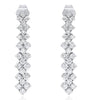 WIDE 1.37CT DIAMOND 18KT WHITE GOLD 3D 3 ROW ROUND FLEXIBLE FUN HANGING EARRINGS