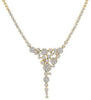 LARGE 1.79CT DIAMOND 18KT YELLOW GOLD 3D CLUSTER MULTI FLOWER V SHAPE NECKLACE