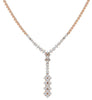 1.29CT DIAMOND 18KT ROSE GOLD 3D ROUND CLASSIC CLUSTER V SHAPE LARIAT NECKLACE