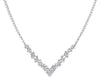 ESTATE 1.65CT DIAMOND 18KT WHITE GOLD 3D CLASSIC V SHAPE LOVE NECKLACE
