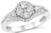 ESTATE .61CT DIAMOND 18KT WHITE GOLD 3D CLUSTER FLOWER MARQUISE SHAPE FUN RING