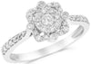 ESTATE .44CT DIAMOND 18KT WHITE GOLD 3D FLOWER SQUARE BEZEL FUN RING