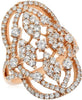ESTATE LARGE 1.83CT DIAMOND 18KT ROSE GOLD 3D FLOWER OPEN FILIGREE OVAL RING