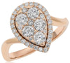 ESTATE WIDE 1.01CT DIAMOND 18K ROSE GOLD CLUSTER PEAR SHAPE HALO ENGAGEMENT RING