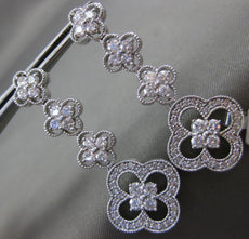 ESTATE LARGE 2.82CT DIAMOND 14K WHITE GOLD JOURNEY MULTI FLOWER HANGING EARRINGS