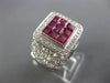ESTATE LARGE 4.65CT DIAMOND & AAA RUBY 18KT WHITE GOLD 3D SQUARE INVISIBLE RING
