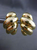 ESTATE LARGE 14KT YELLOW GOLD 3D DIAMOND CUT MULTI WAVE CLIP ON EARRINGS 13mm