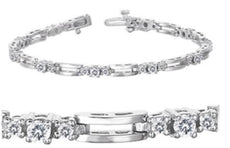 1.51CT DIAMOND 14KT WHITE GOLD 3D CLASSIC ROUND 3 STONE ETERNITY TENNIS BRACELET