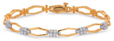 .38CT DIAMOND 14KT WHITE & ROSE GOLD SQUARE HEXAGON BY THE YARD TENNIS BRACELET