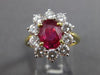 ESTATE LARGE 3.8CT DIAMOND & AAA RUBY 18K YELLOW GOLD & PLATINUM ENGAGEMENT RING