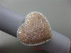 ESTATE MASSIVE 1.81CT DIAMOND 18K WHITE & ROSE GOLD PUFF HEART CLASSIC LOVE RING