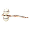 ESTATE 1.0CT DIAMOND & AAA SOUTH SEA PEARL 18K ROSE GOLD 2 STONE BANGLE BRACELET