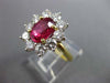 ESTATE LARGE 3.8CT DIAMOND & AAA RUBY 18K YELLOW GOLD & PLATINUM ENGAGEMENT RING