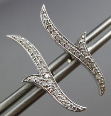 ESTATE .18CT DIAMOND 14KT WHITE GOLD 3D LEAF BRANCH SHARE PRONG STUD EARRINGS