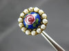 ANTIQUE LARGE AAA PEARL & MULTI COLOR ENAMEL 14K YELLOW GOLD 3D FLOWER ROSE RING
