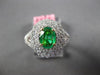 ESTATE 1.20CT DIAMOND & AAA EMERALD 18KT 2 TONE GOLD DOUBLE HALO ENGAGEMENT RING