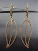 ESTATE .60CT ROUND DIAMOND 18KT YELLOW GOLD 3D LEAF HUGGIE OPEN HANGING EARRINGS