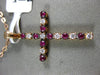 ESTATE LARGE .49CT DIAMOND & AAA RUBY 18KT ROSE GOLD 3D CROSS FLOATING PENDANT