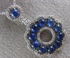 ESTATE 2.08CT DIAMOND & AAA SAPPHIRE 14KT WHITE GOLD 3D FLOWER CIRCULAR PENDANT