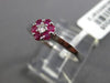 ESTATE .25CT DIAMOND & AAA RUBY 14KT WHITE GOLD FLOWER CLUSTER FRIENDSHIP RING