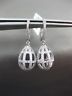 ESTATE LARGE .30CT DIAMOND 14KT WHITE GOLD 3D TEAR DROP BASKET HANGING EARRINGS