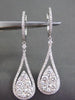 ESTATE LARGE 2.60CT DIAMOND 18KT WHITE GOLD 3D HALO PEAR DROP HANGING EARRINGS