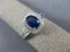 ESTATE WIDE 1.10CT DIAMOND & AAA SAPPHIRE 14K WHITE GOLD 3D HALO ENGAGEMENT RING