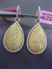 ESTATE LARGE 2.45CT DIAMOND 18K YELLOW GOLD PEAR SHAPE FLOATING HANGING EARRINGS