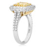 ESTATE GIA 1.80CT WHITE & FANCY YELLOW DIAMOND 18KT GOLD 3D HALO ENGAGEMENT RING